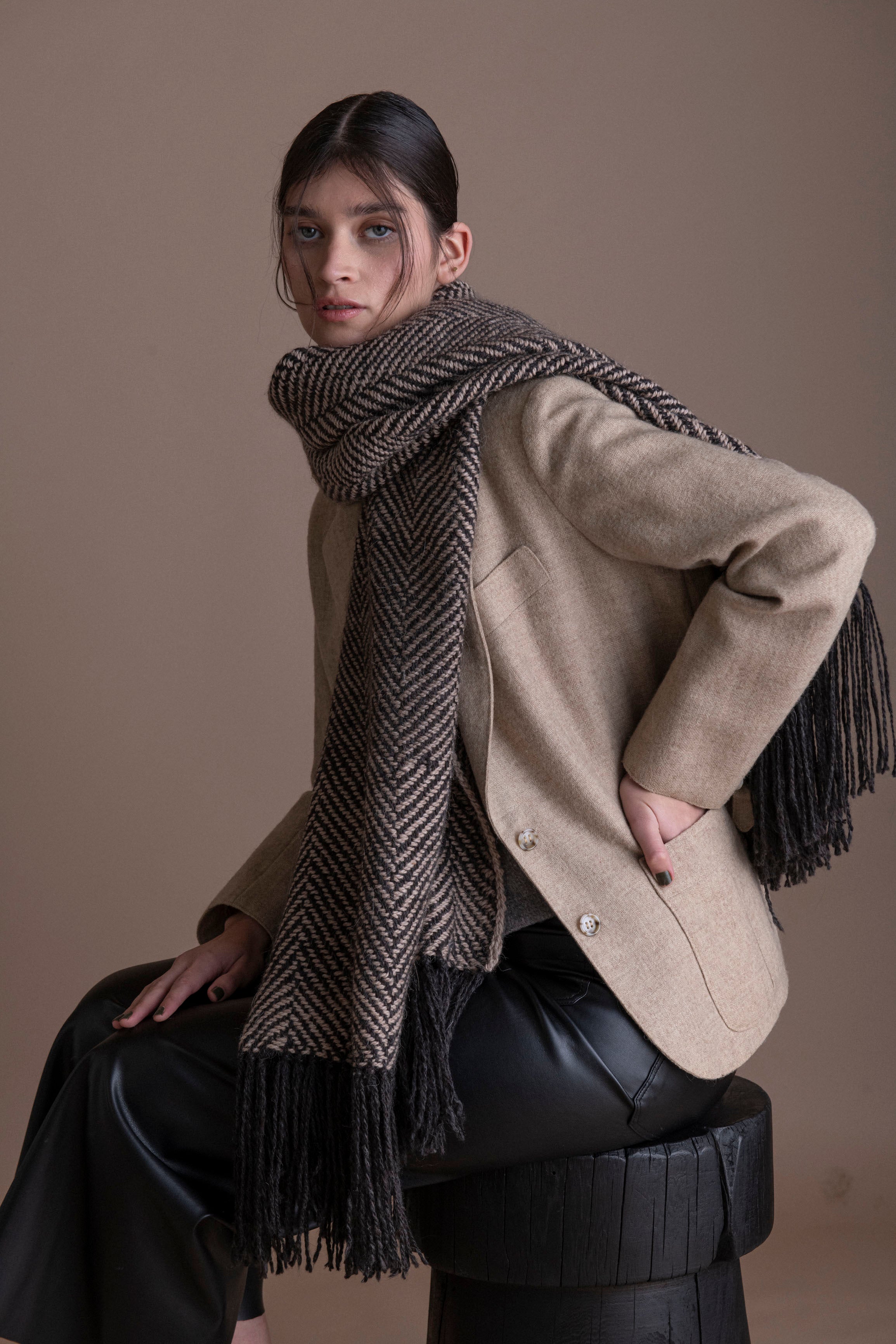 Graphite Herringbone Stole