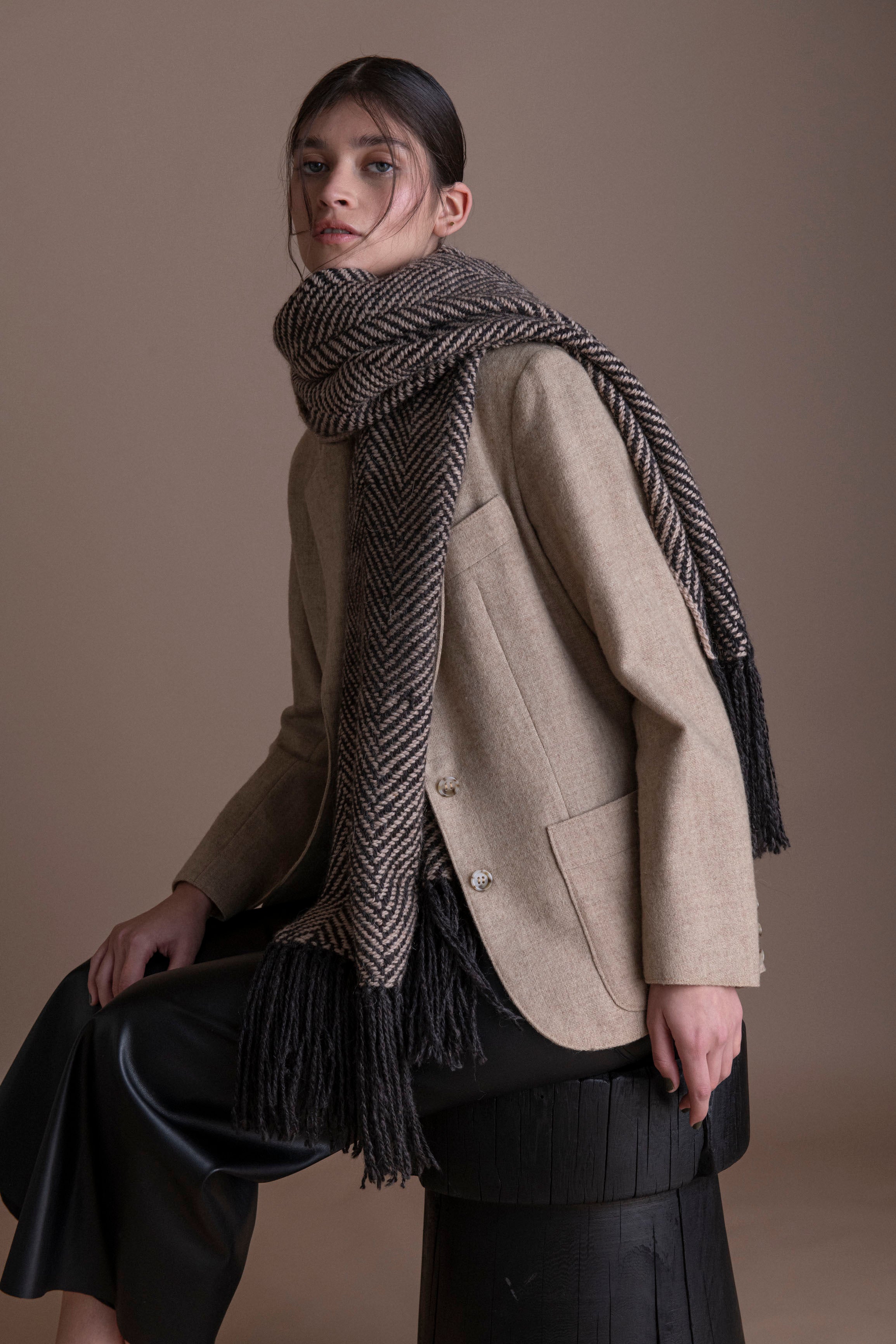 Graphite Herringbone Stole